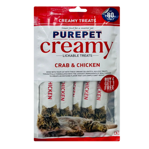 Purepet Creamy Cat lickable Treats, Crab & Chicken