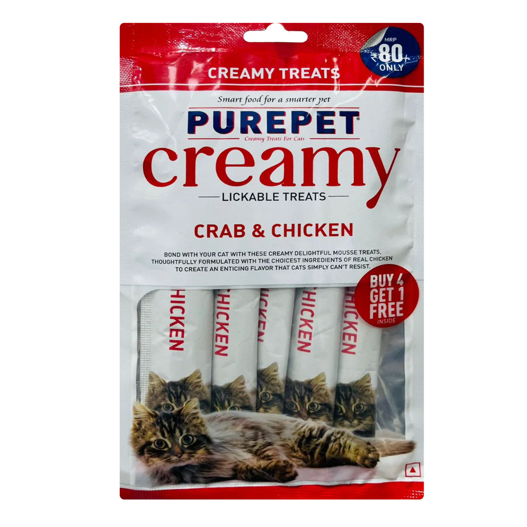 Purepet Creamy Cat lickable Treats, Crab & Chicken